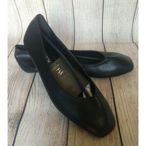Ballet Flats  Women  Memory Foam Size 8  Square Toe Casual  Black Vegan Leather